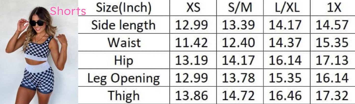 PREORDER: Checker Bra & Biker Short Set