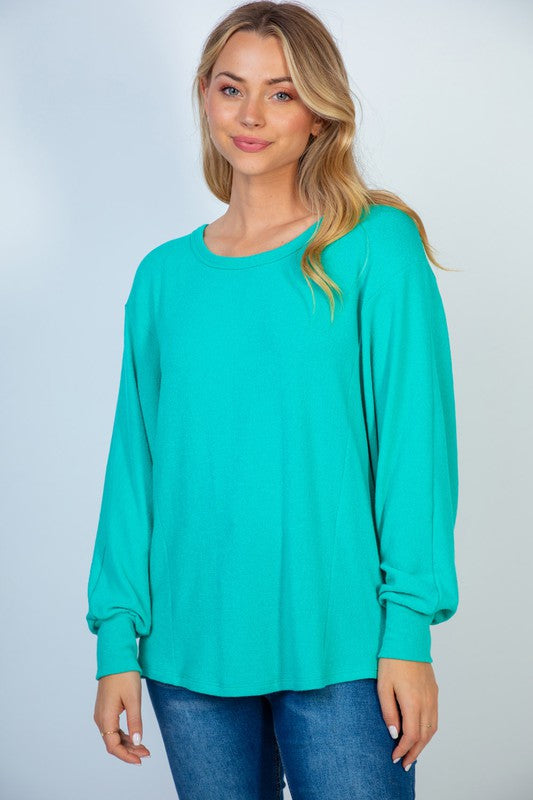 Gauze Knit Top with Cross Over Back in Seafoam