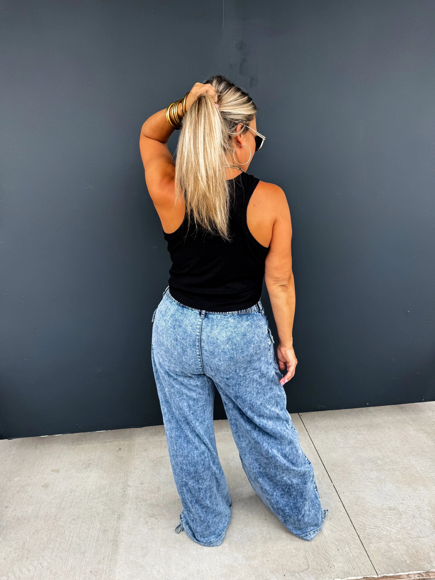 PREORDER: Charlie Cinch Hem Wide Leg Jeans