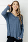 Basically Freezing Brushed Hacci Top in Dusty Blue