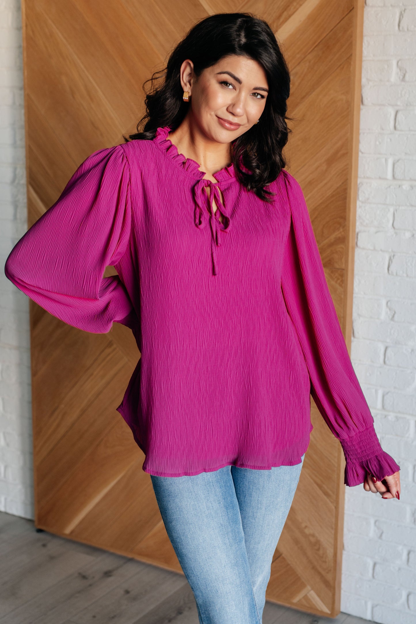 Candid Moment Ruffle Neckline Blouse