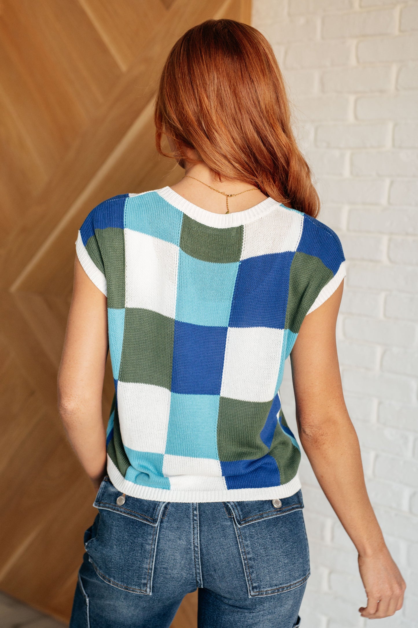 Disco Darling Checkered Sleeveless Sweater