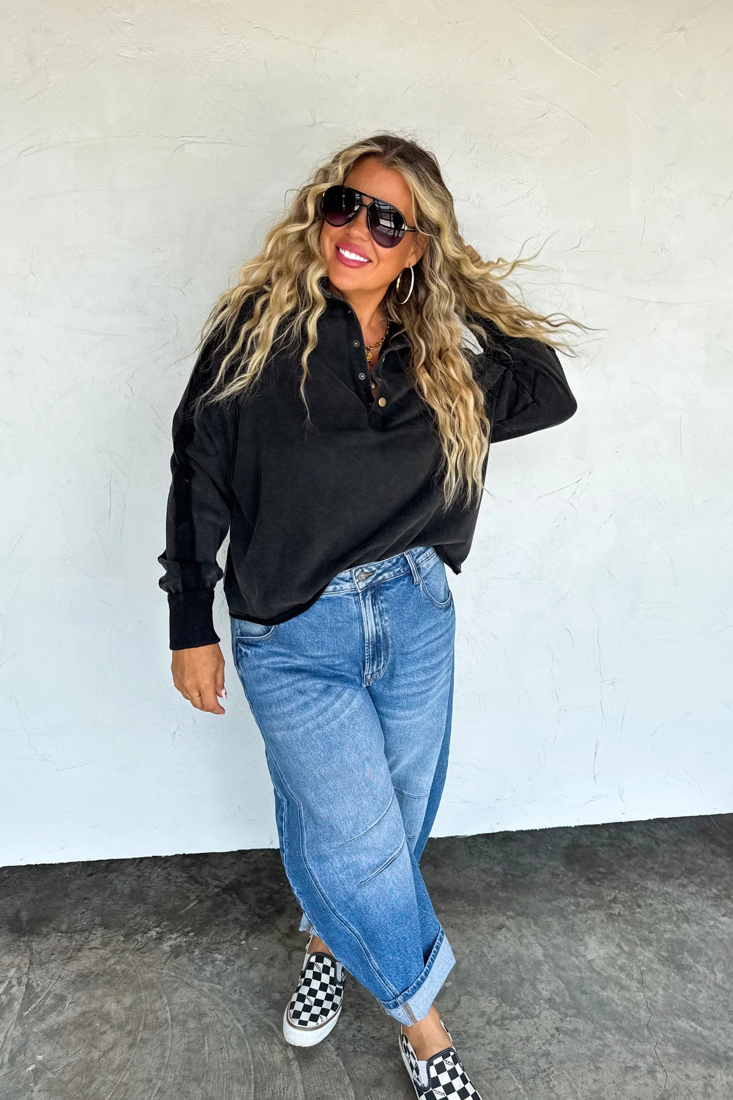 PREORDER: Longer Length Marley Snap Button Sweatshirt