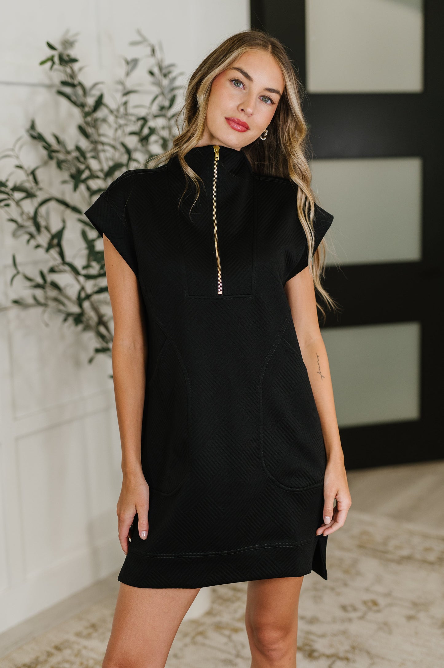 Easy Hustle High Neck Dress in Black