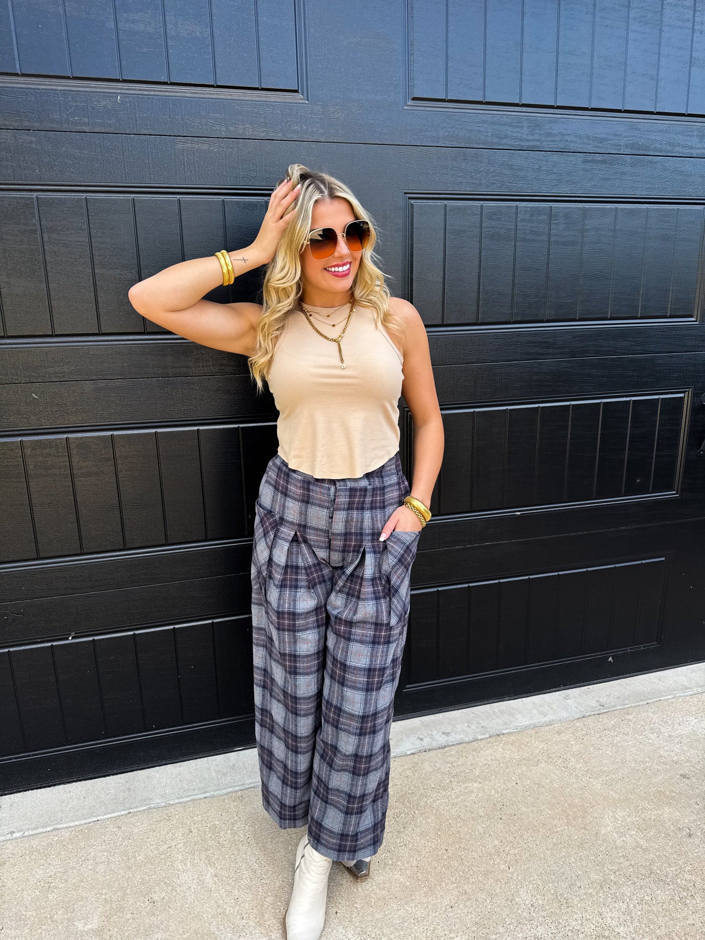 PREORDER: Cayla Crop Plaid Pants in Two Colors