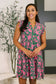 Lizzy Forever Flutter Sleeve Dress in Green and Pink Floral