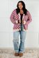 No Brainer Button Down Sweater Knit Cardigan in Magenta/Oatmeal