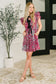 Pattern Pending Bow Detail Dress in Fuchsia and Black