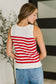 PREORDER: Textured Knit Tank in Red and White Stripe