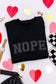 Embroidered Nope Glitter Sweatshirt in Four Colors